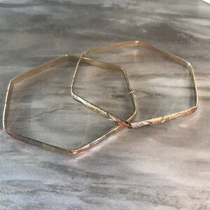 2Set Hexagon TriColor Bangle Cuff